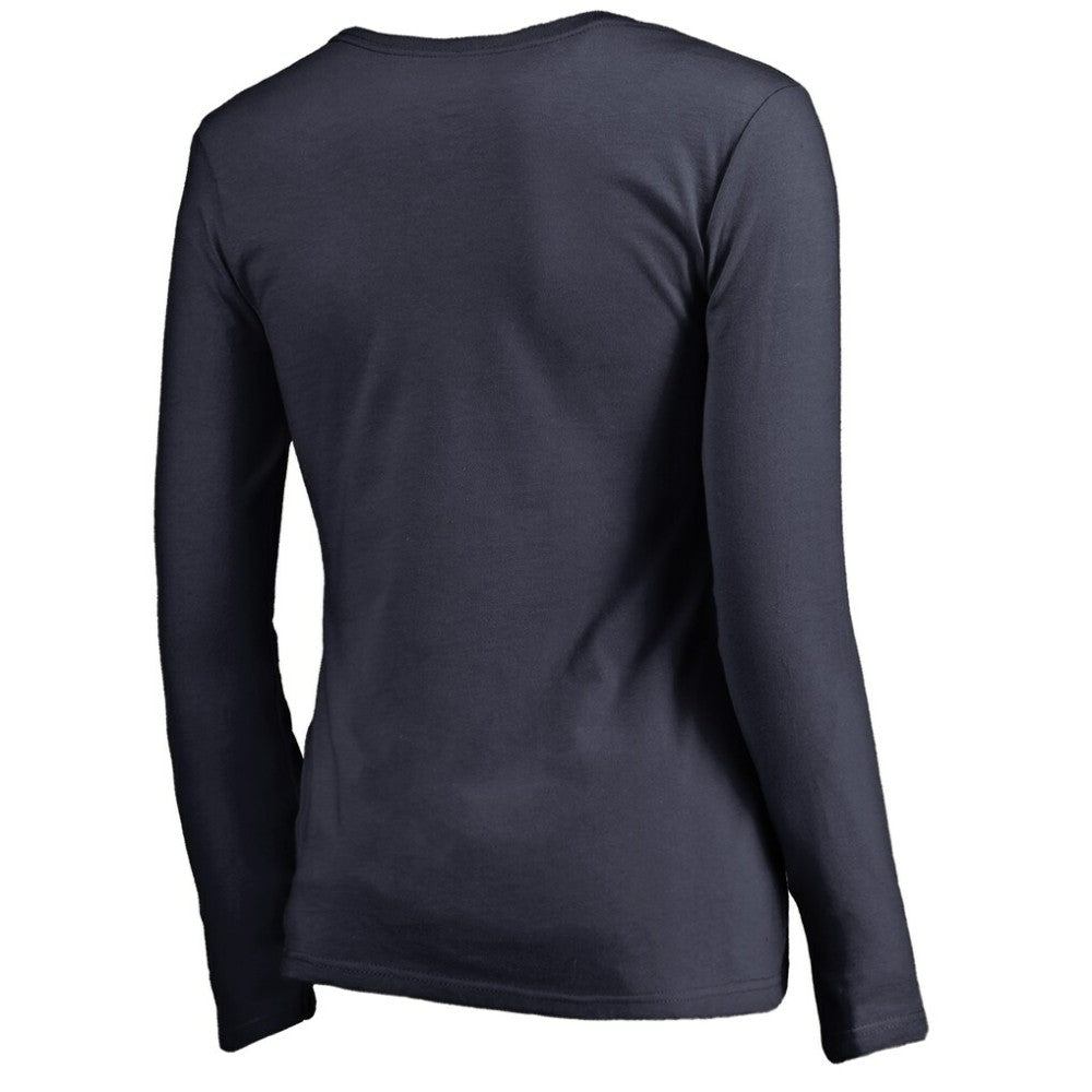 Nashville Predators Women's Splatter Logo V-Neck Long Sleeve T-Shirt - Navy - NHL