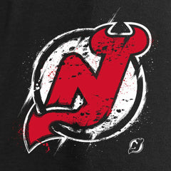 New Jersey Devils Women's Splatter Logo V-Neck Long Sleeve T-Shirt - Black - NHL