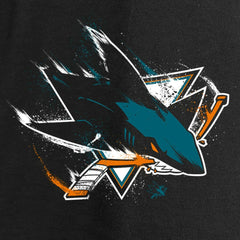 San Jose Sharks Women's Splatter Logo V-Neck Long Sleeve T-Shirt - Black - NHL