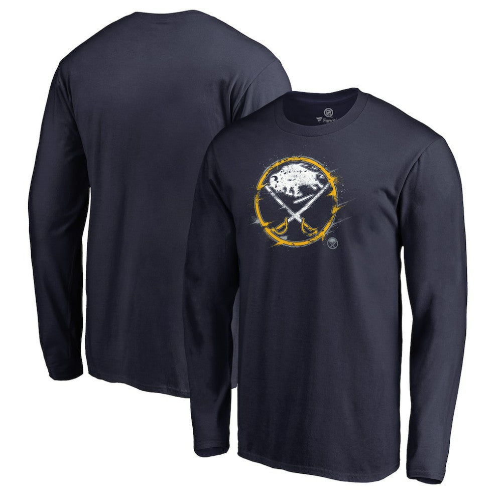 Buffalo Sabres Splatter Logo Long Sleeve T-Shirt - Navy - NHL