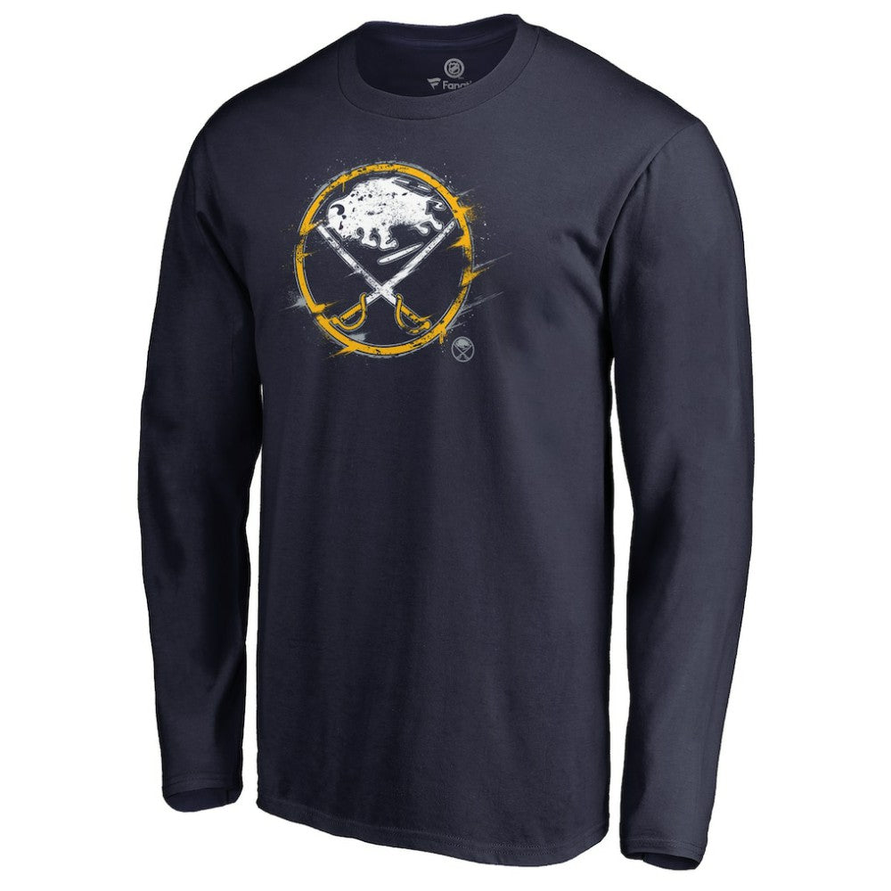Buffalo Sabres Splatter Logo Long Sleeve T-Shirt - Navy - NHL