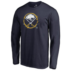 Buffalo Sabres Splatter Logo Long Sleeve T-Shirt - Navy - NHL