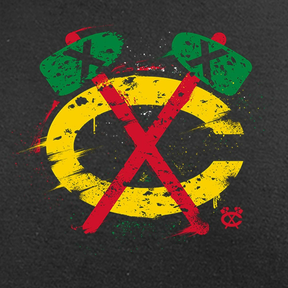 Chicago Blackhawks Splatter Logo Long Sleeve T-Shirt - Black - NHL