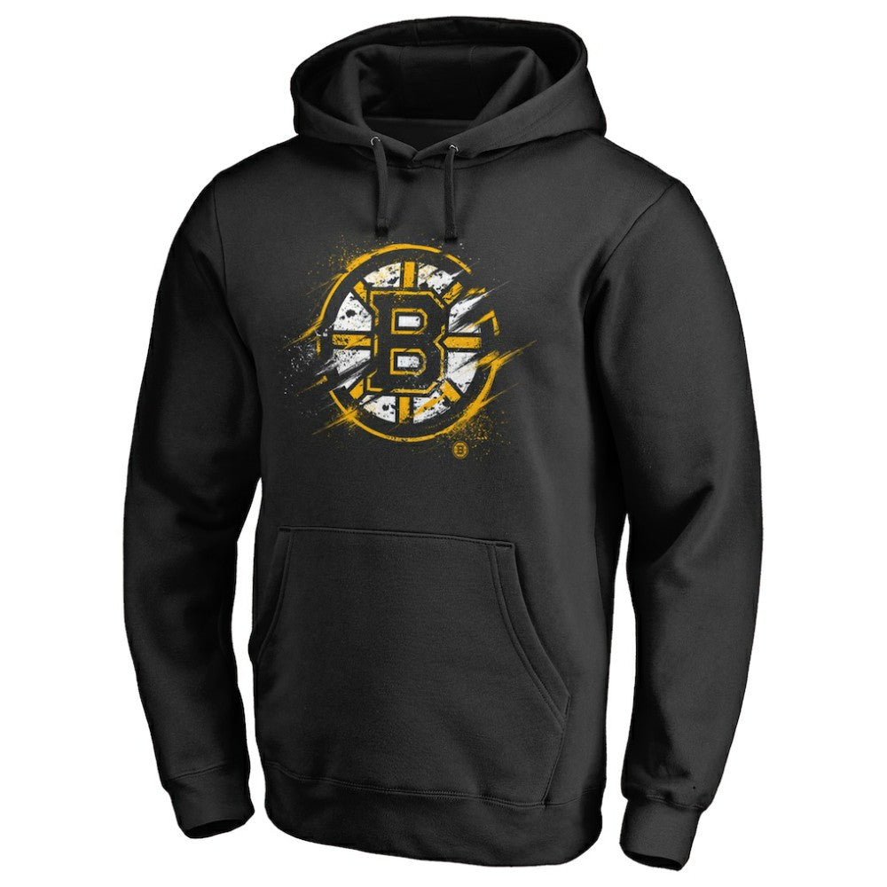 Boston Bruins Splatter Logo Pullover Hoodie - Black - NHL