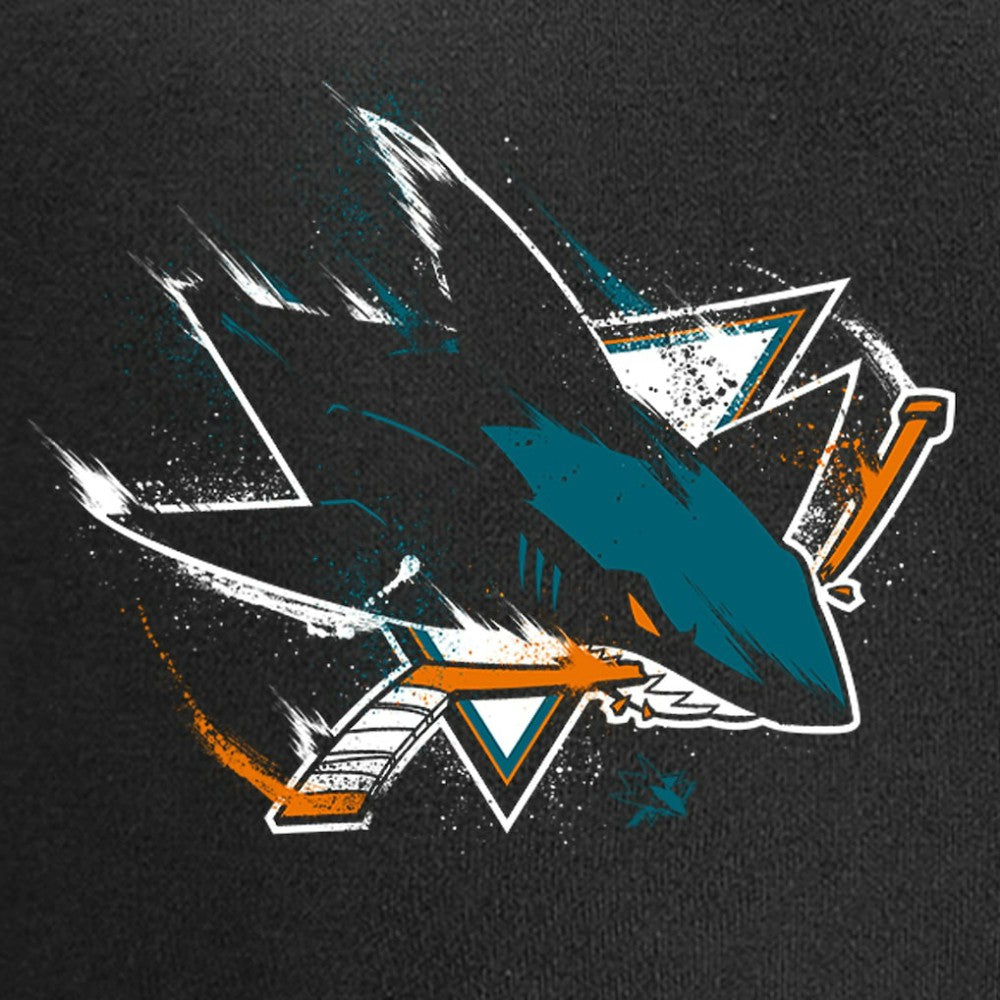 San Jose Sharks Splatter Logo Pullover Hoodie - Black - NHL
