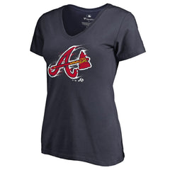 Atlanta Braves Women's Splatter Logo V-Neck T-Shirt - MLB