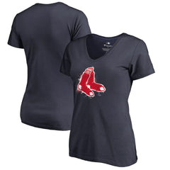 Boston Red Sox Women's Splatter Logo V-Neck T-Shirt - MLB