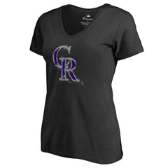 Colorado Rockies Women's Splatter Logo V-Neck T-Shirt - MLB