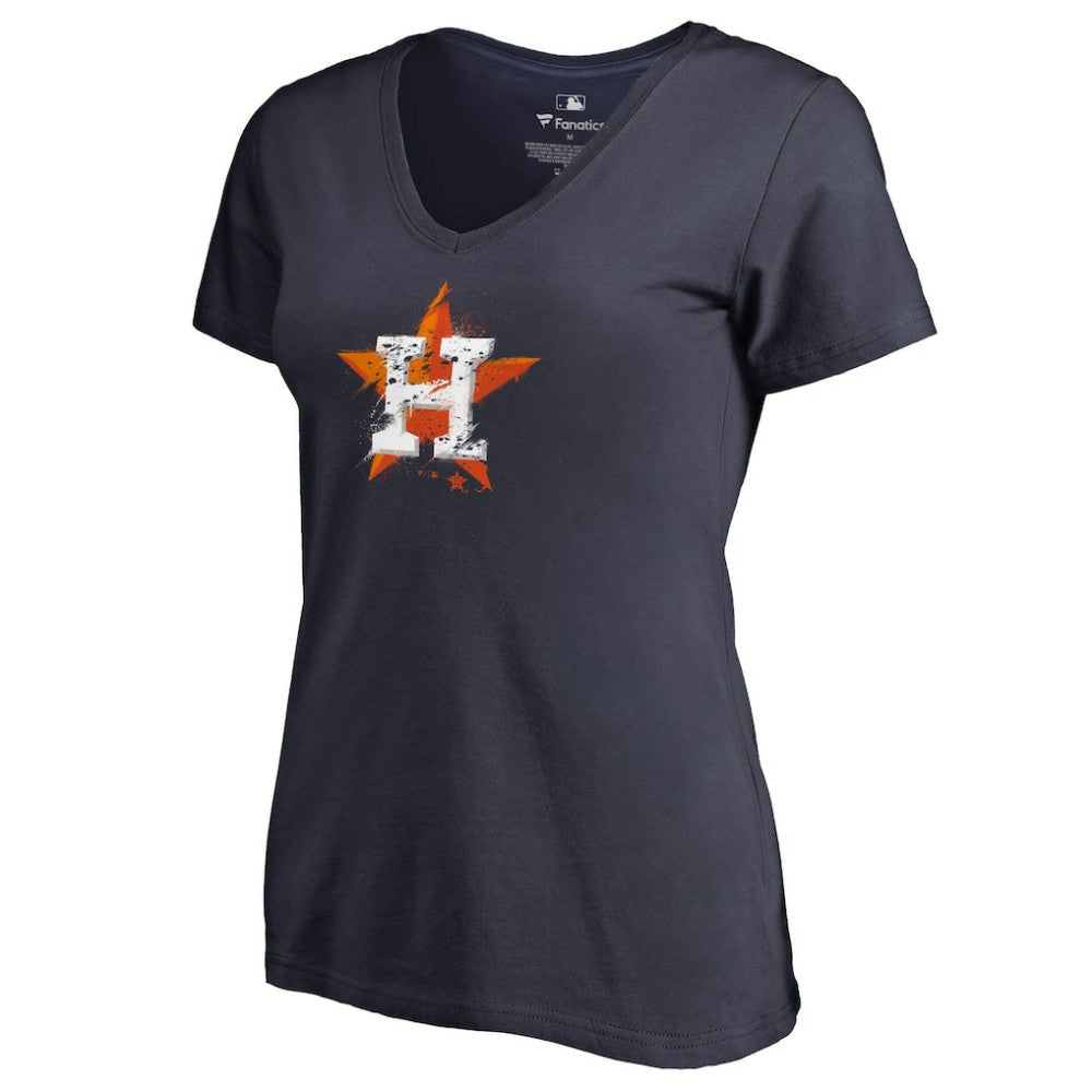 Houston Astros Women's Splatter Logo V-Neck T-Shirt - MLB