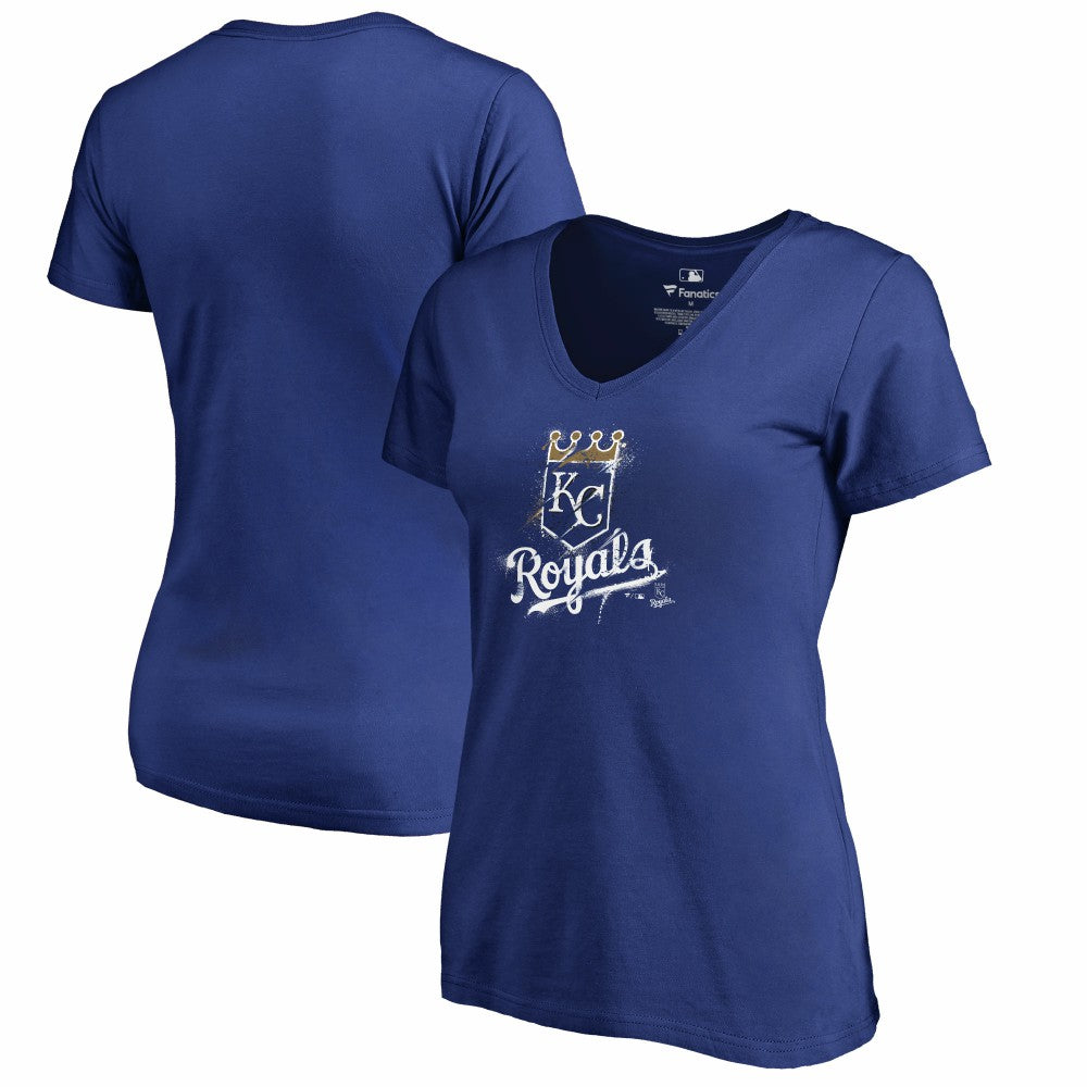 Kansas City Royals Women's Splatter Logo V-Neck T-Shirt - MLB