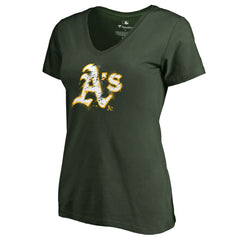 Athletics Women's Splatter Logo V-Neck T-Shirt - MLB