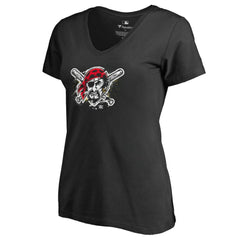 Pittsburgh Pirates Women's Splatter Logo V-Neck T-Shirt - MLB