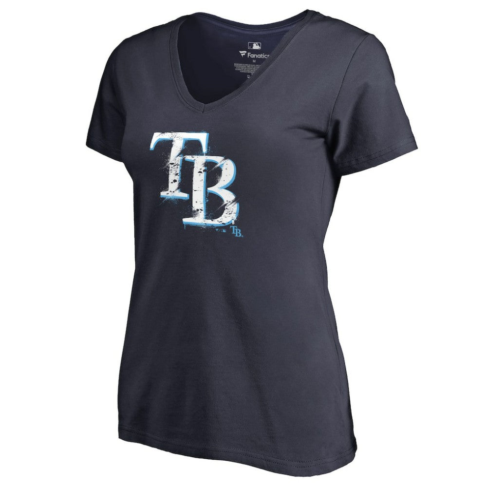 Tampa Bay Rays Women's Splatter Logo V-Neck T-Shirt - MLB