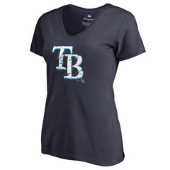 Tampa Bay Rays Women's Splatter Logo V-Neck T-Shirt - MLB