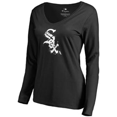 Chicago White Sox Women's Splatter Logo Long Sleeve V-Neck T-Shirt - MLB