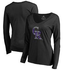 Colorado Rockies Women's Splatter Logo Long Sleeve V-Neck T-Shirt - MLB