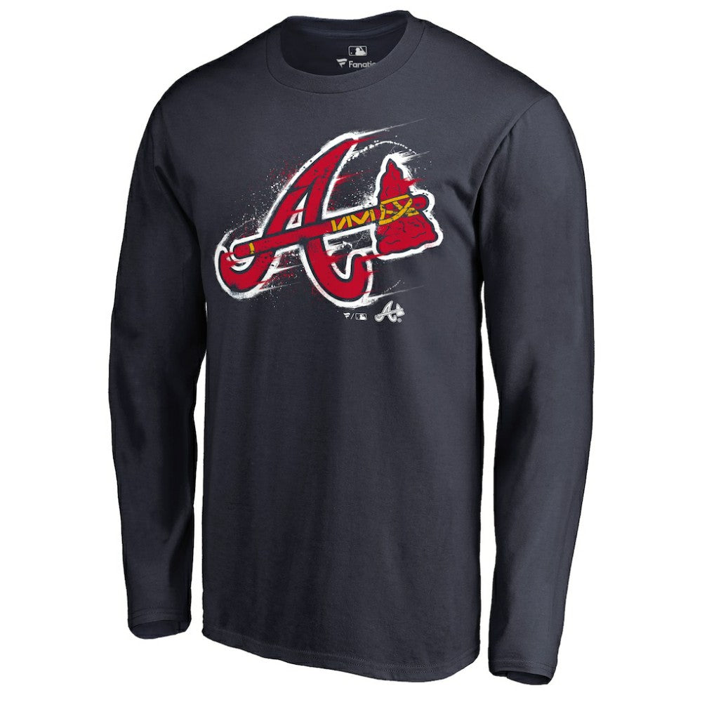 Atlanta Braves Splatter Logo Long Sleeve T-Shirt - MLB