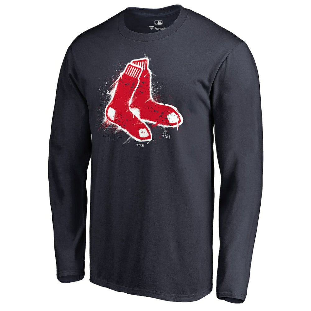 Boston Red Sox Splatter Logo Long Sleeve T-Shirt - MLB