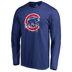 Chicago Cubs Splatter Logo Long Sleeve T-Shirt - MLB