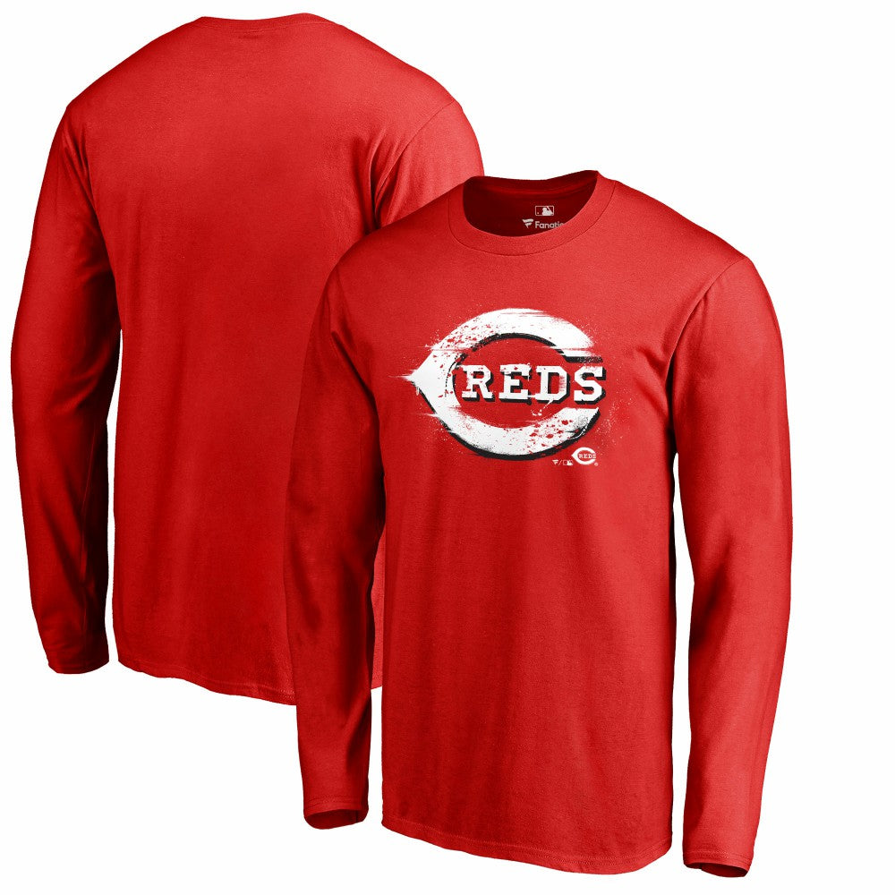 Cincinnati Reds Splatter Logo Long Sleeve T-Shirt - MLB