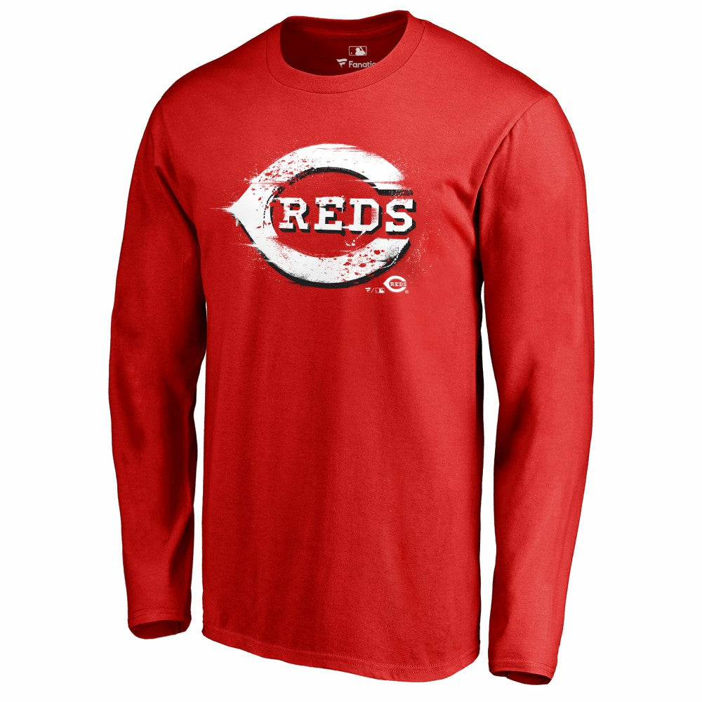Cincinnati Reds Splatter Logo Long Sleeve T-Shirt - MLB