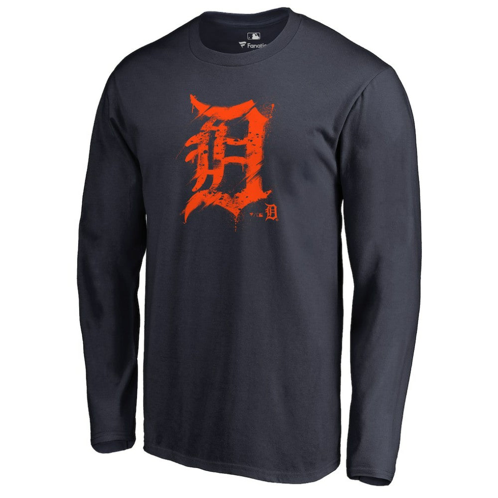 Detroit Tigers Splatter Logo Long Sleeve T-Shirt - MLB