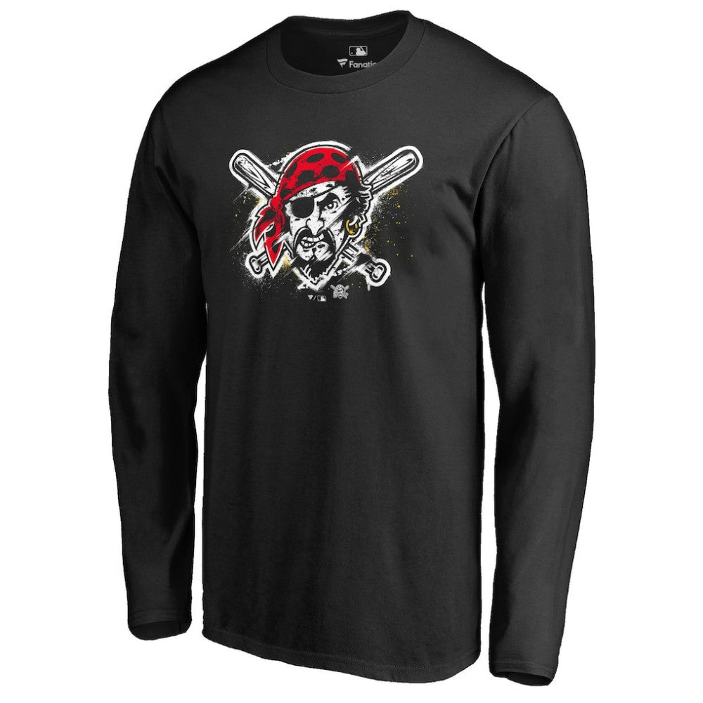 Pittsburgh Pirates Splatter Logo Long Sleeve T-Shirt - MLB