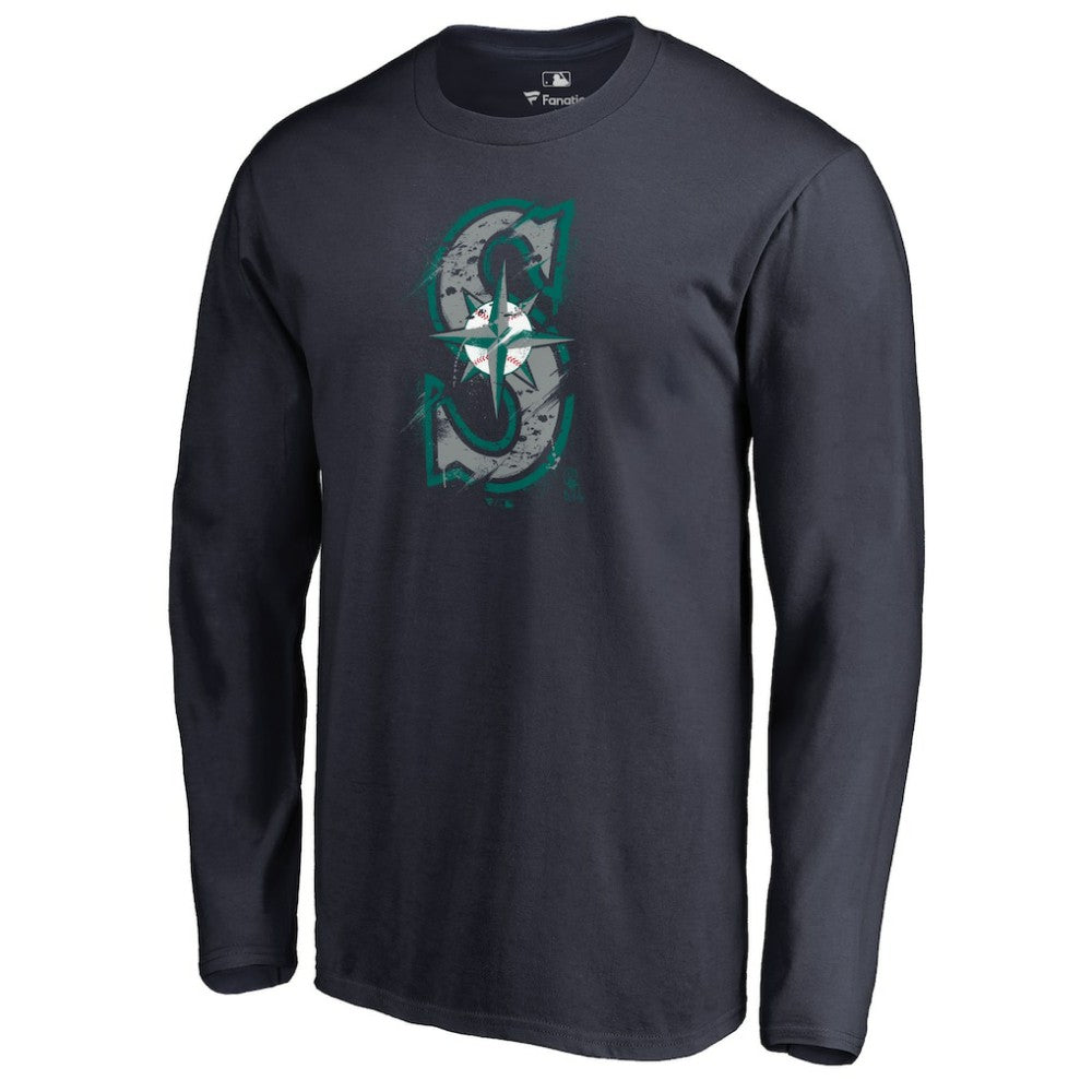 Seattle Mariners Splatter Logo Long Sleeve T-Shirt - MLB