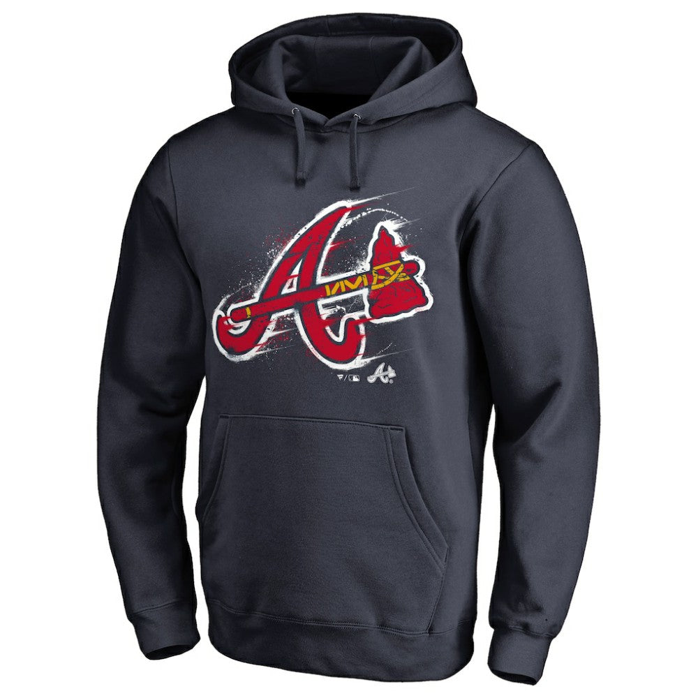 Atlanta Braves Splatter Logo Pullover Hoodie - MLB