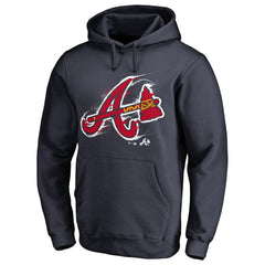 Atlanta Braves Splatter Logo Pullover Hoodie - MLB