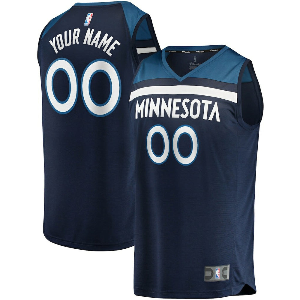 Minnesota Timberwolves Fast Break Custom Replica Jersey Navy Icon Edition - NBA