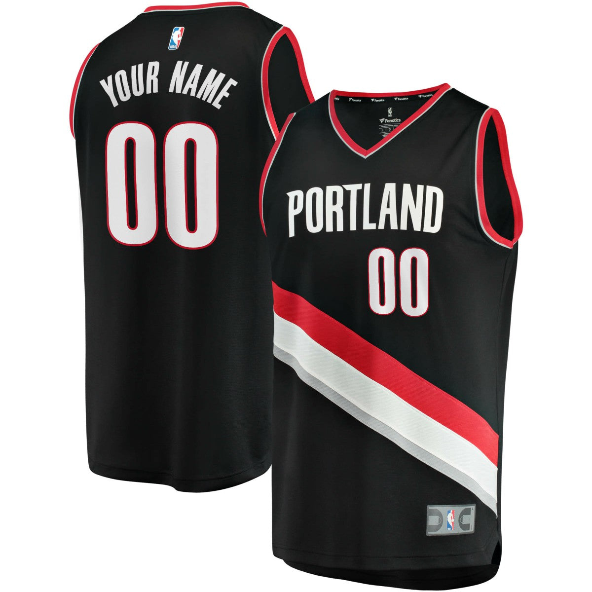 Portland Trail Blazers Fast Break Custom Replica Jersey Black Icon Edition - NBA