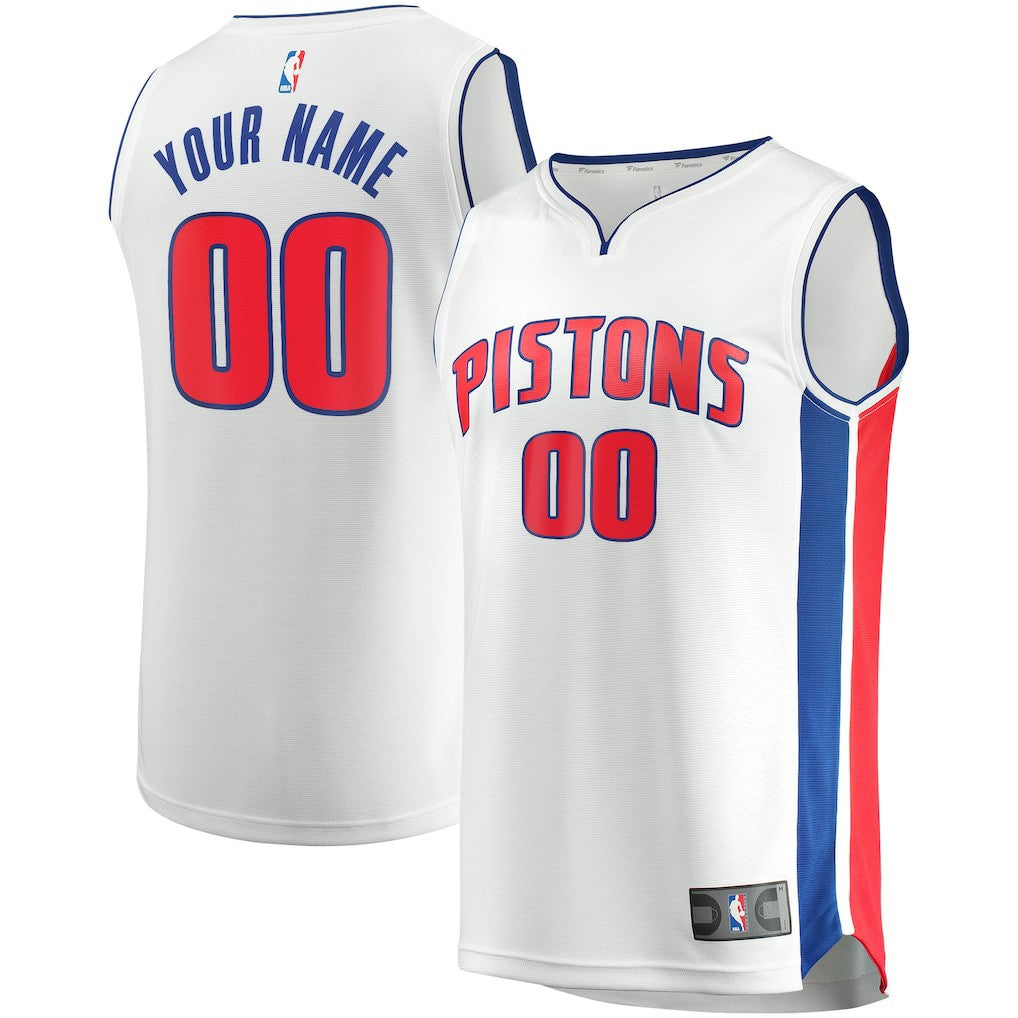 Detroit Pistons Fast Break Custom Replica Jersey White Association Edition - NBA