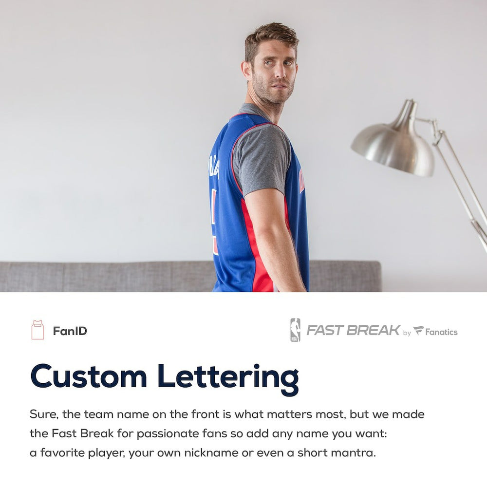 Detroit Pistons Fast Break Custom Replica Jersey White Association Edition - NBA