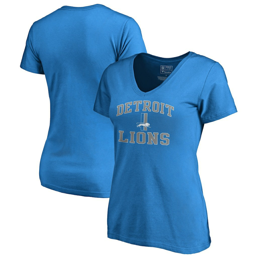 Detroit Lions Women's Vintage Collection Victory Arch V-Neck T-Shirt Blue | NFL