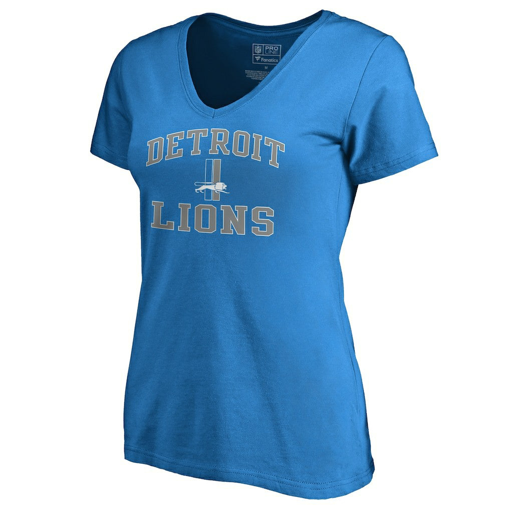 Detroit Lions Women's Vintage Collection Victory Arch V-Neck T-Shirt Blue | NFL