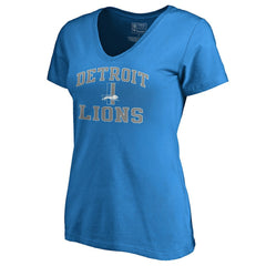 Detroit Lions Women's Vintage Collection Victory Arch V-Neck T-Shirt Blue | NFL