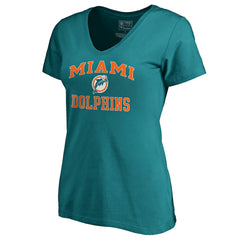 Miami Dolphins Women's Vintage Collection Victory Arch V-Neck T-Shirt Aqua | NFL