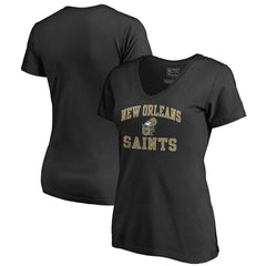New Orleans Saints Women's Vintage Collection Victory Arch V-Neck T-Shirt Black | NFL