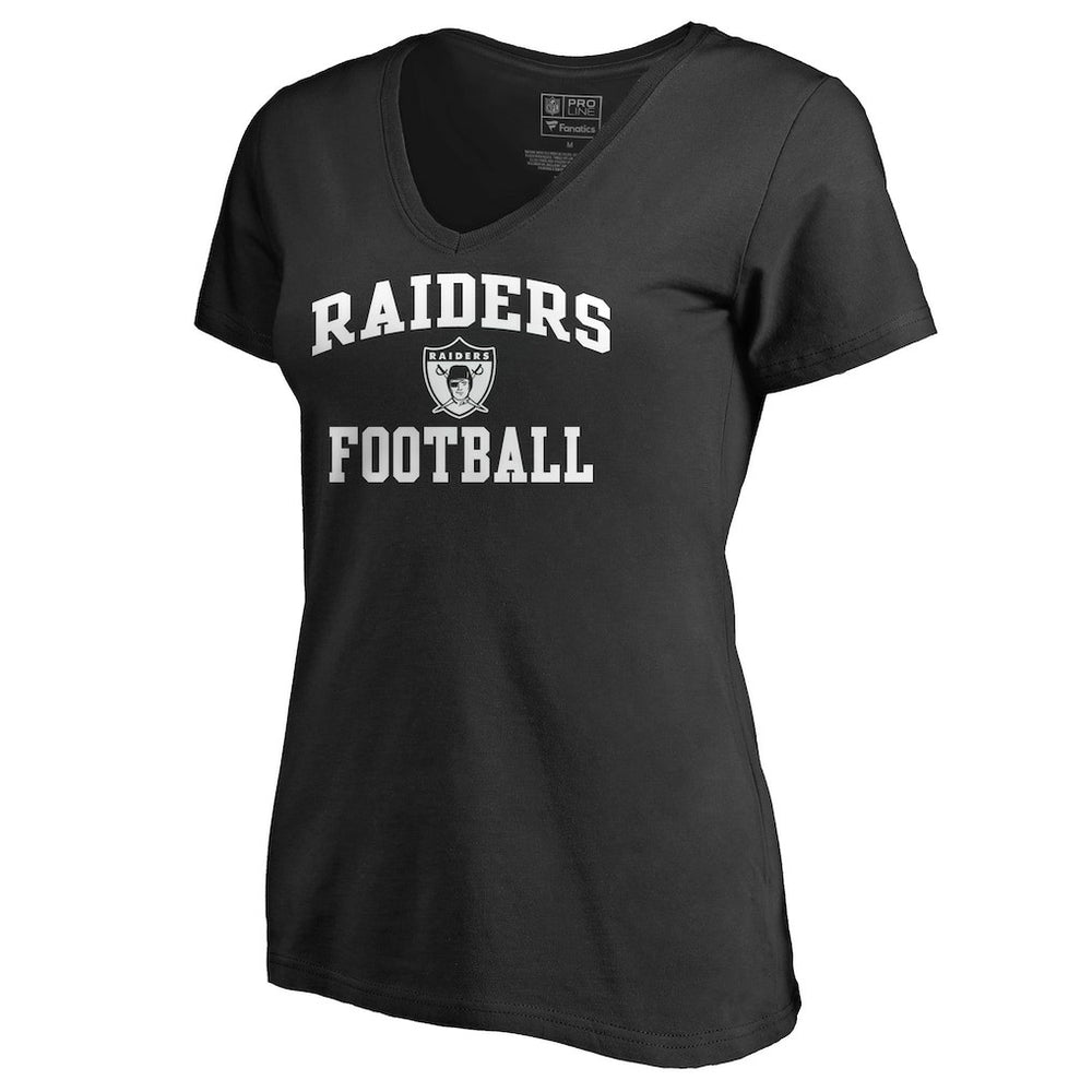 Las Vegas Raiders Women's Vintage Collection Victory Arch V-Neck T-Shirt Black | NFL