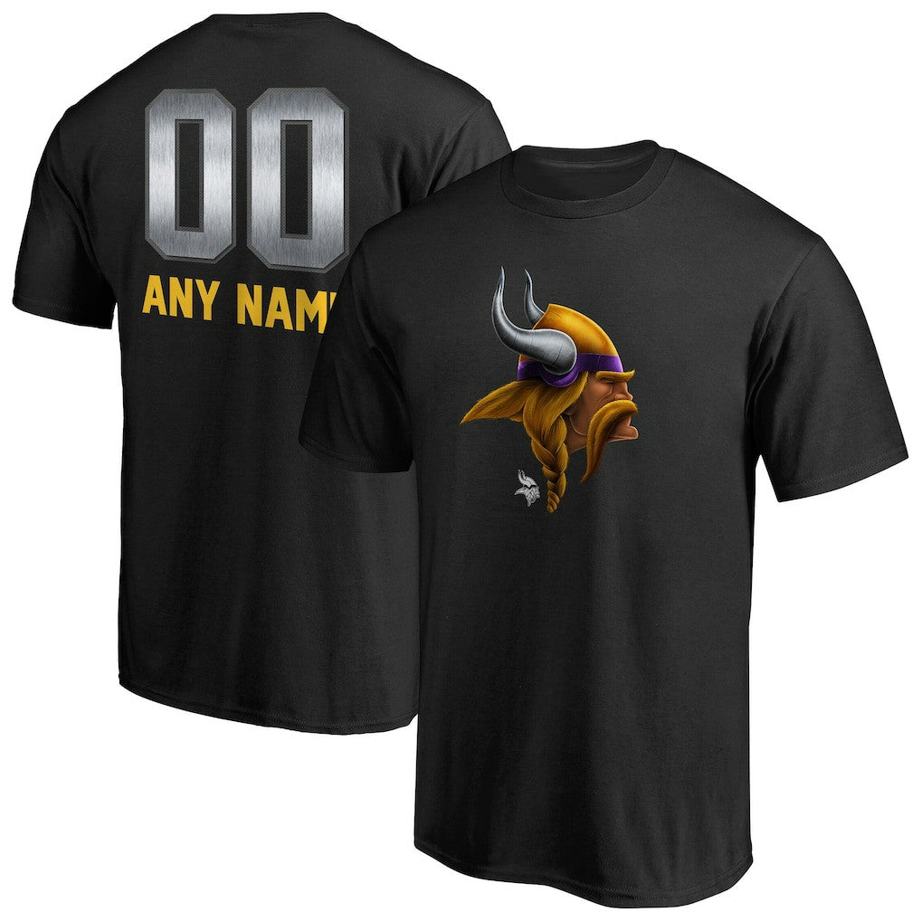 Minnesota Vikings Personalized Midnight Mascot T-Shirt Black | NFL