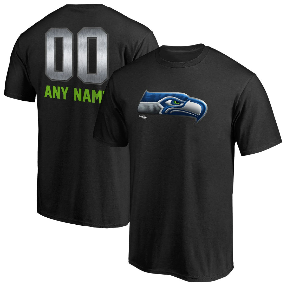 Seattle Seahawks Personalized Midnight Mascot T-Shirt Black | NFL