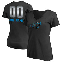 Carolina Panthers Women's Personalized Midnight Mascot T-Shirt Black | NFL