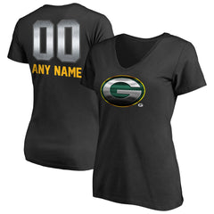 Green Bay Packers Women's Personalized Midnight Mascot T-Shirt Black | NFL