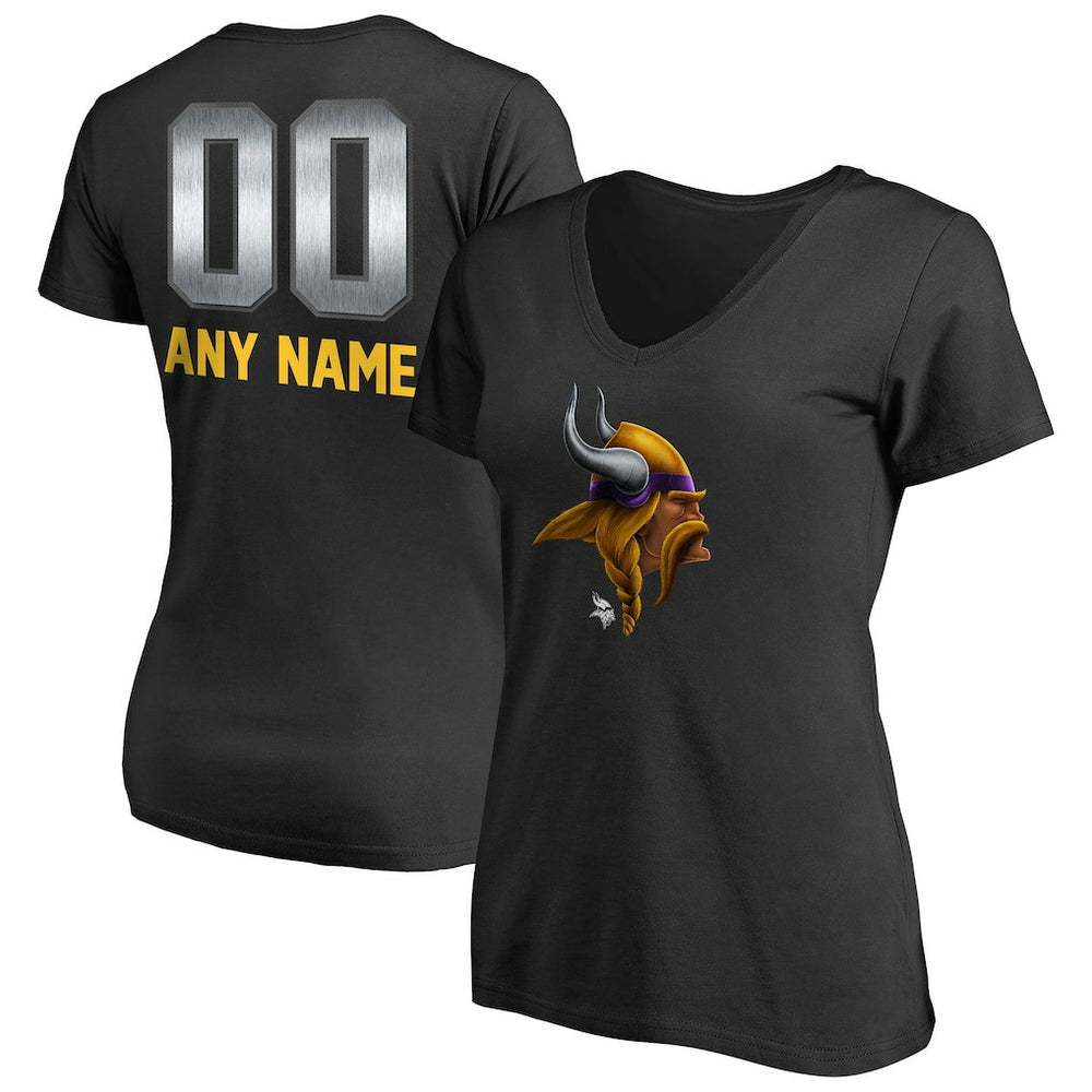 Minnesota Vikings Women's Personalized Midnight Mascot T-Shirt Black | NFL