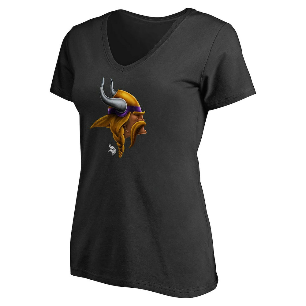 Minnesota Vikings Women's Personalized Midnight Mascot T-Shirt Black | NFL