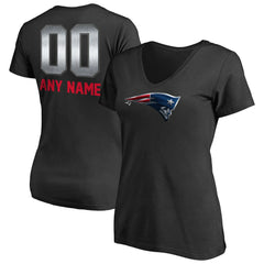 New England Patriots Women's Personalized Midnight Mascot T-Shirt Black | NFL