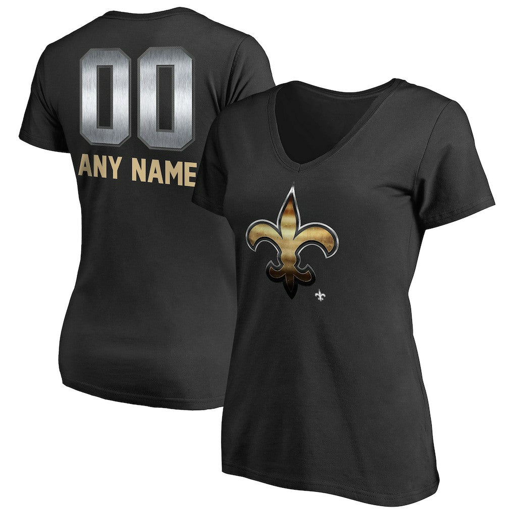 New Orleans Saints Women's Personalized Midnight Mascot T-Shirt Black | NFL