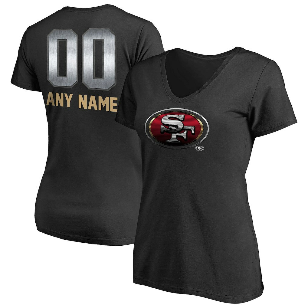 San Francisco 49ers Women's Personalized Midnight Mascot T-Shirt Black | NFL
