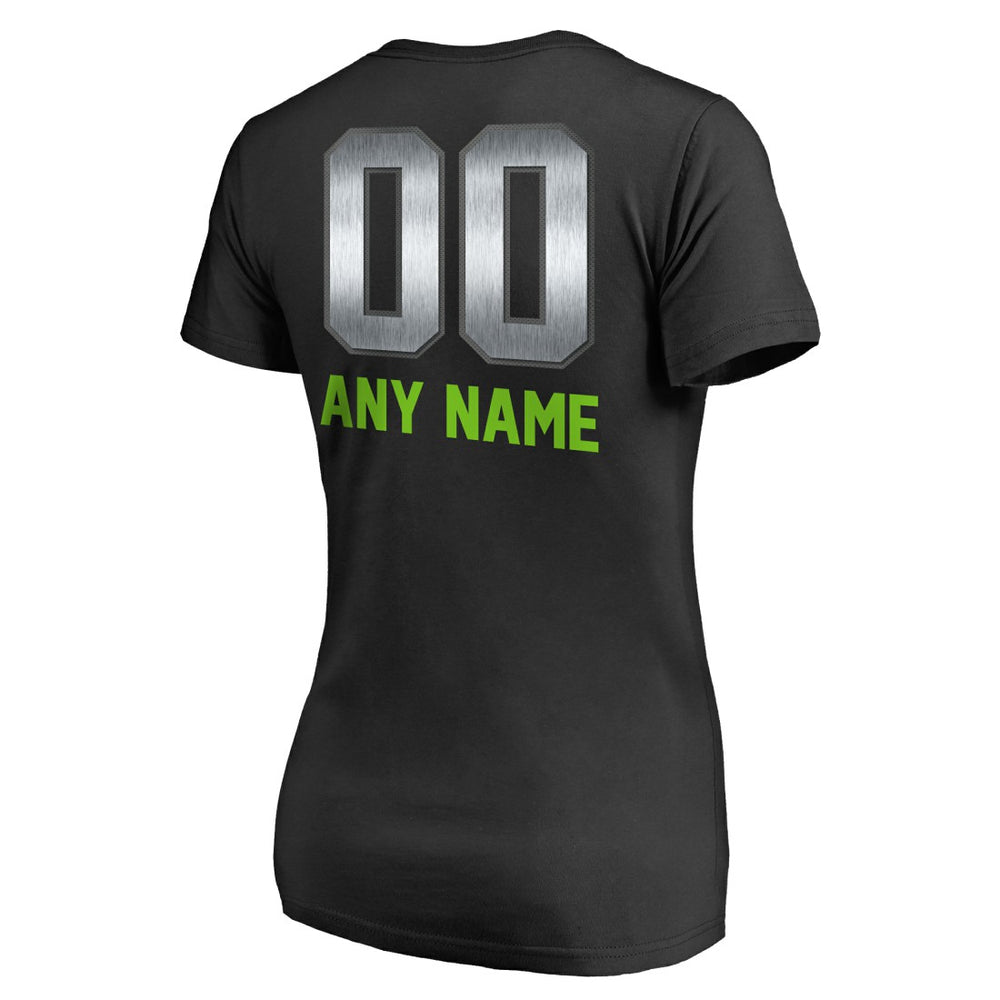 Seattle Seahawks Women's Personalized Midnight Mascot T-Shirt Black | NFL